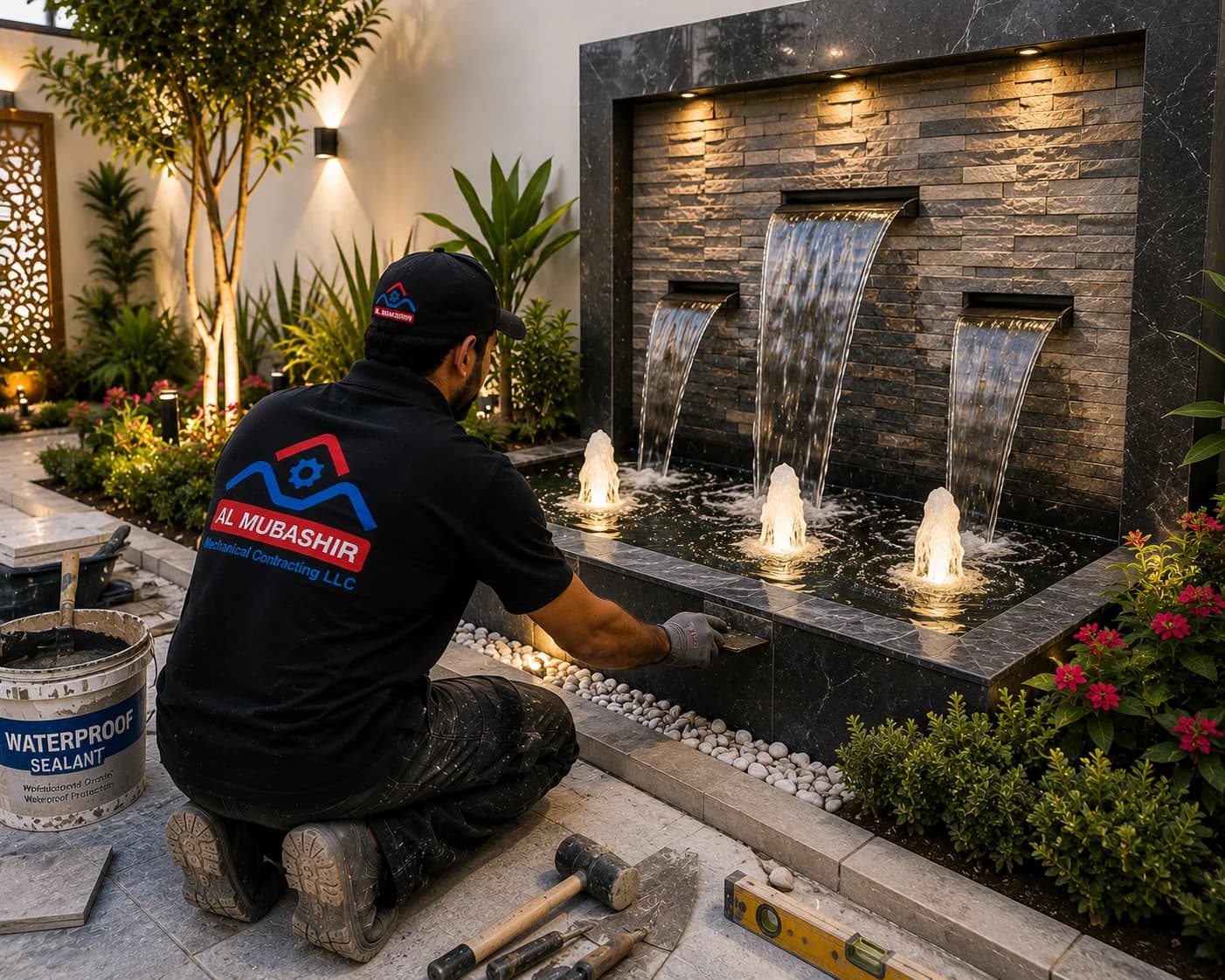 Al Mubashir team providing Fountain & Water Feature Installation across the UAE