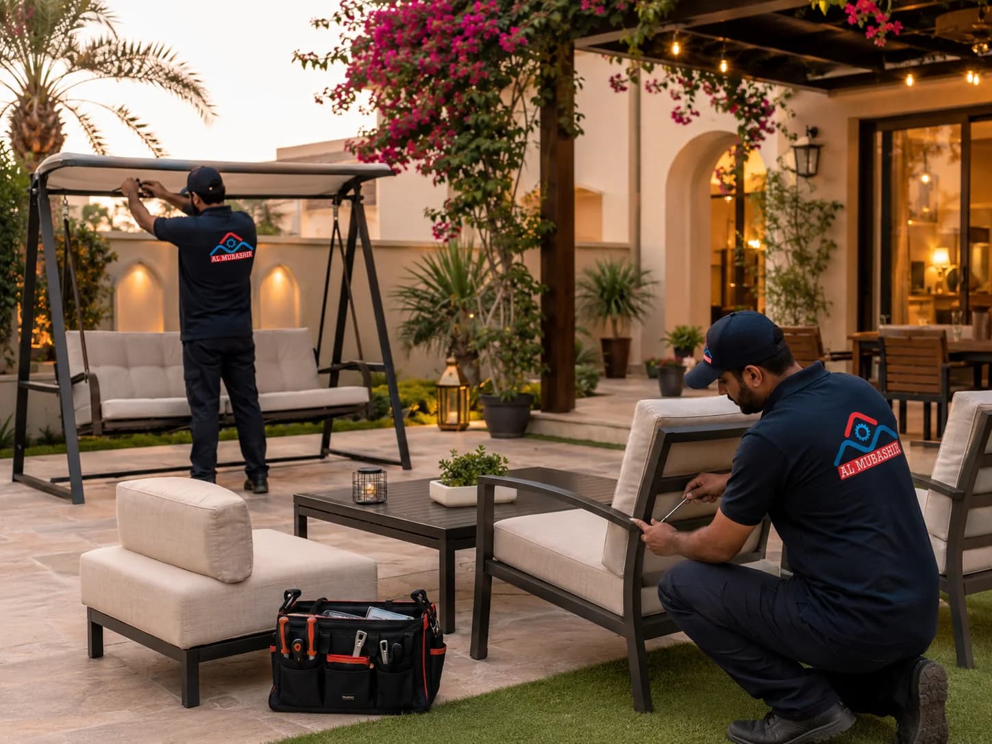 Al Mubashir team providing Outdoor Furniture, Swings & Cradles across the UAE