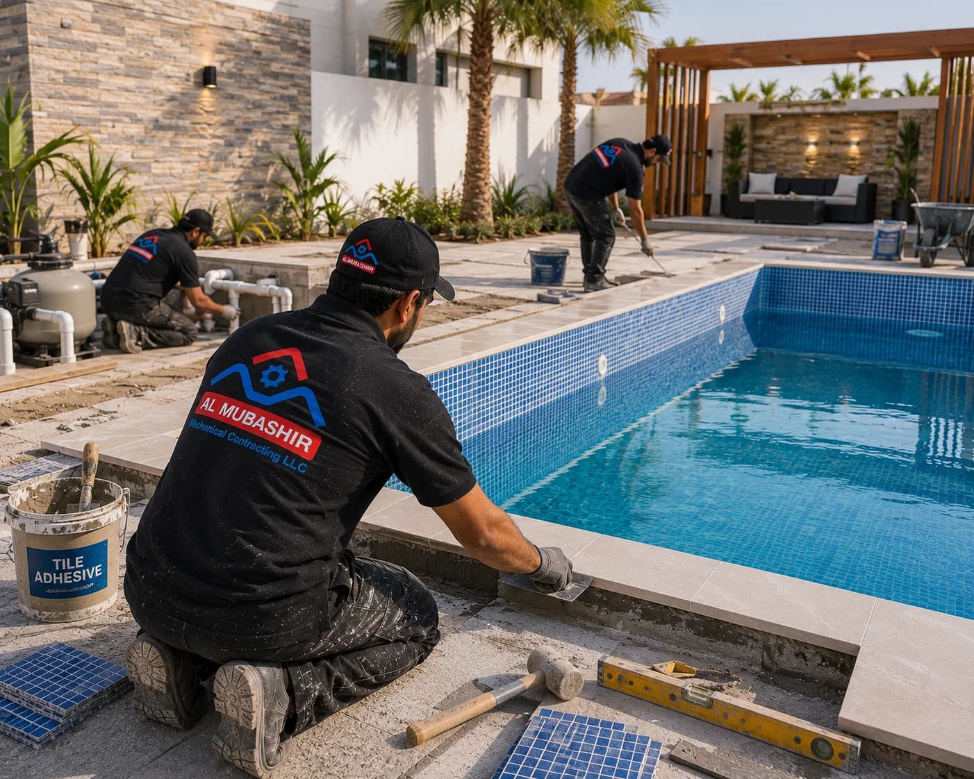 Al Mubashir team providing Swimming Pool Construction across the UAE