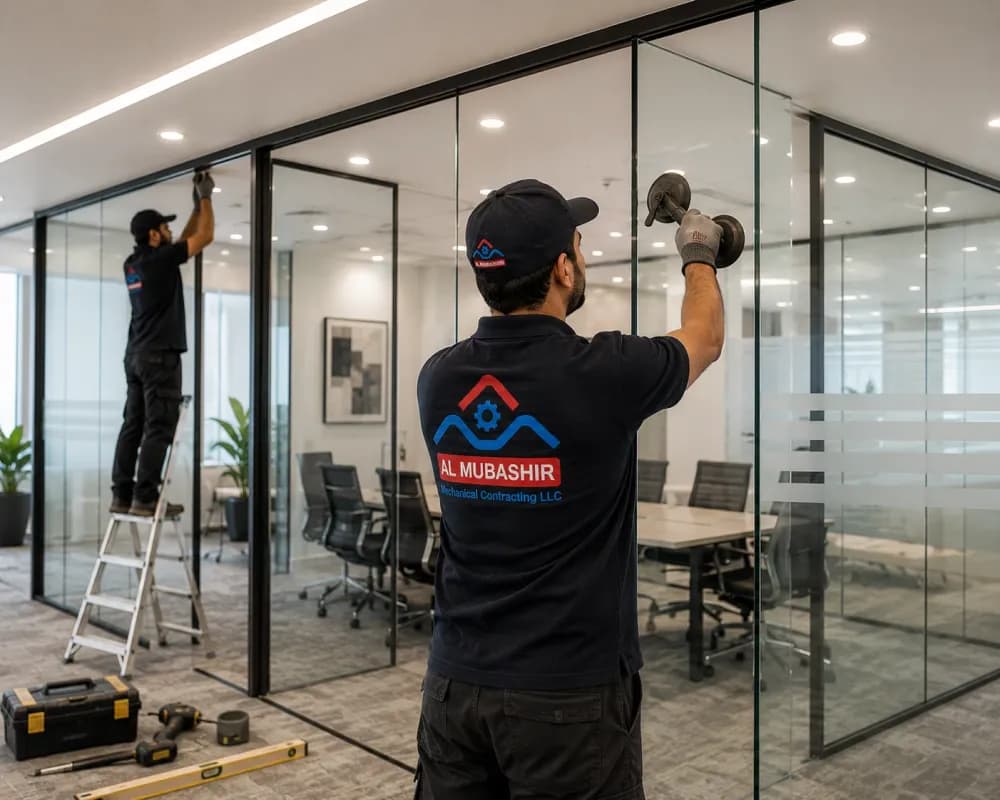 Glass Partition Installation by Al Mubashir in the UAE